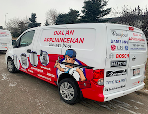 edmonton dryer repair experts - dial an applianceman service van